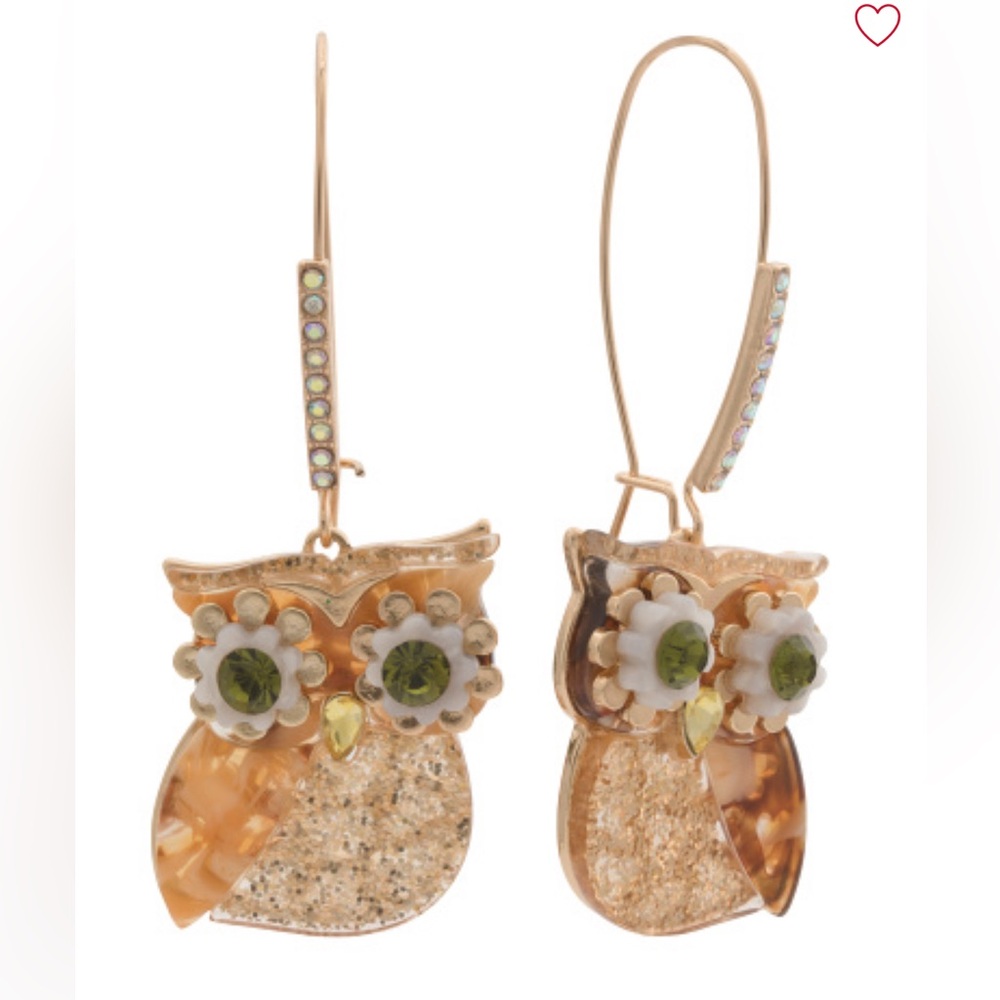 Betsey Johnson Crystal Owl Earrings
